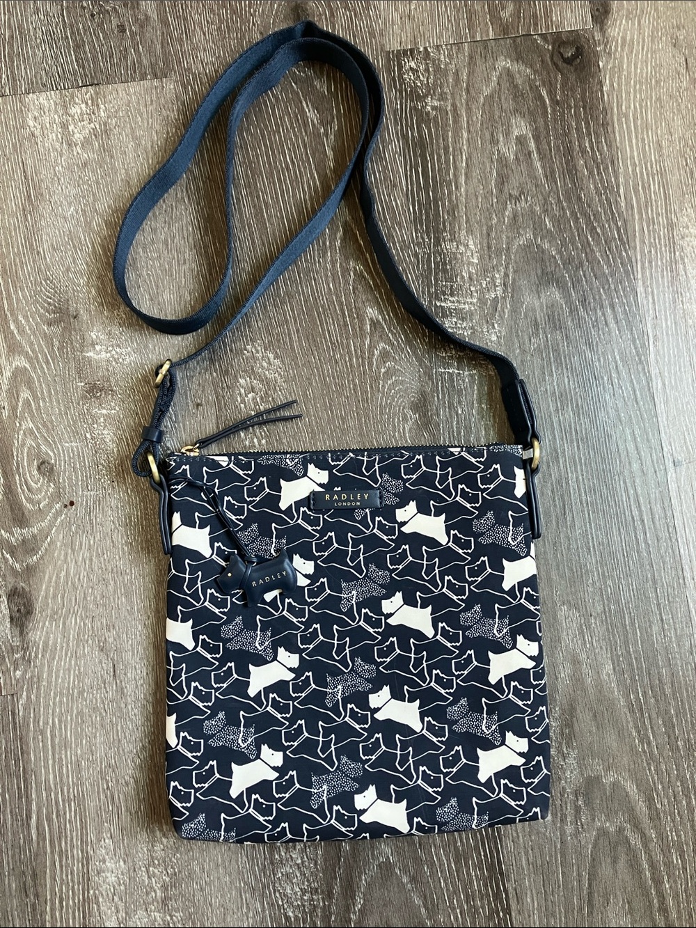 RADLEY LONDON Navy & White Scottie Pattern Crossbody Bag